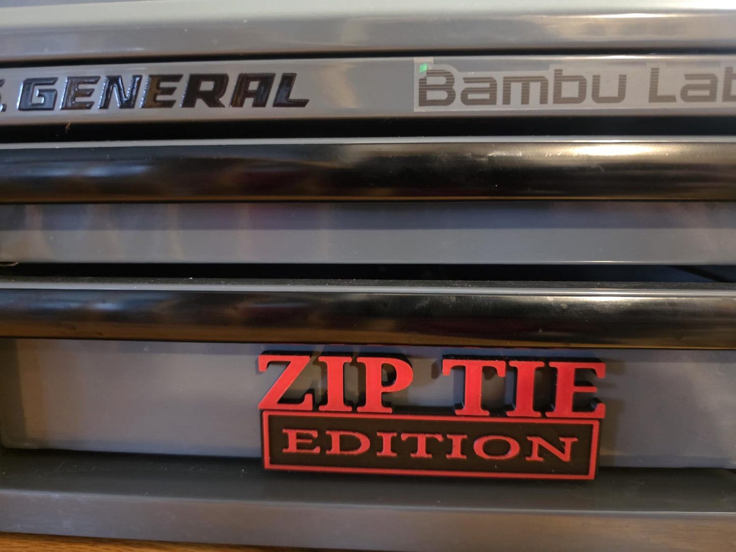3D Printed Zip Tie Edition Magnet – Red Black Toolbox Decor (100mmx36mm)