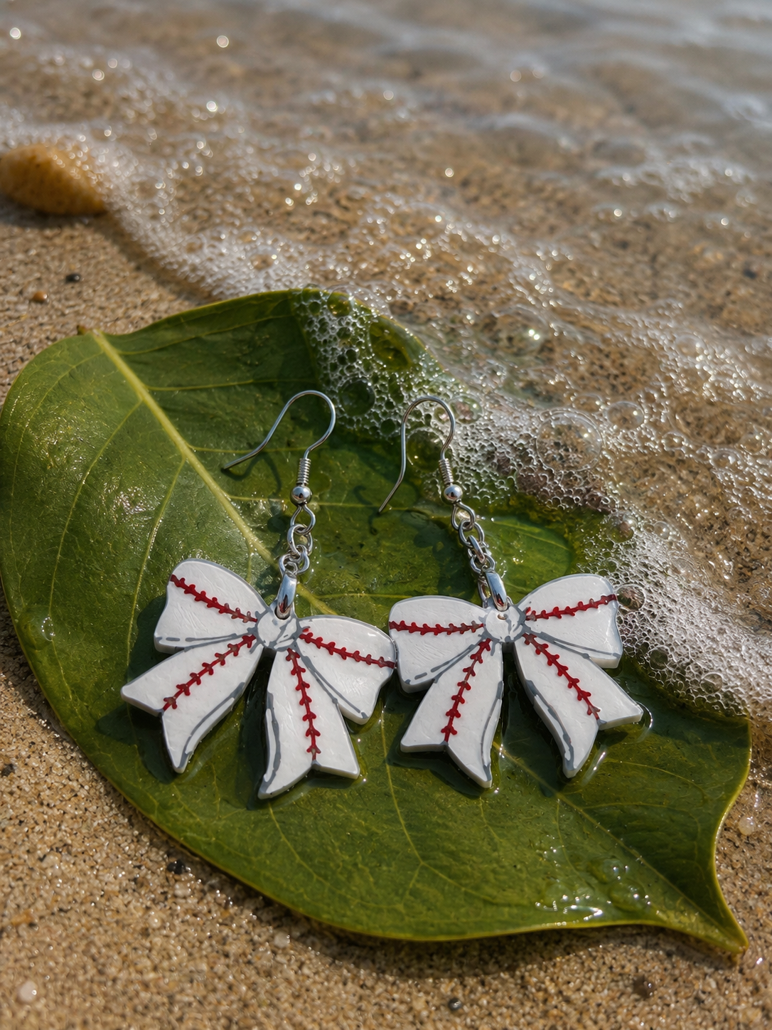 Baseball Bow Earrings