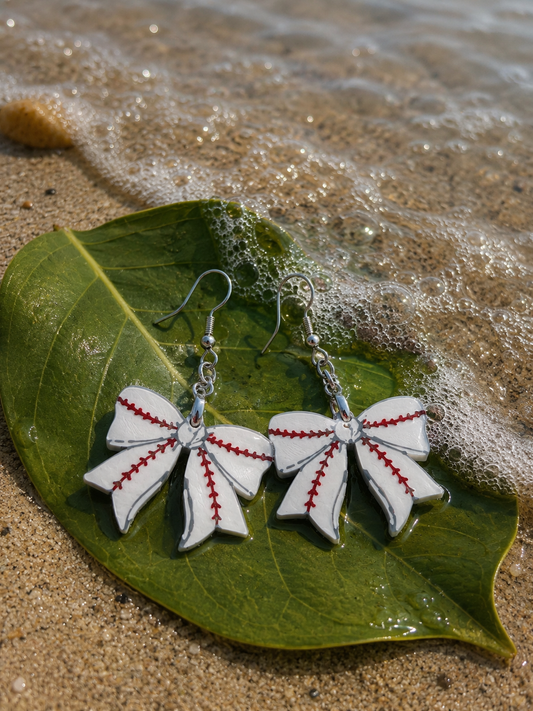 Baseball Bow Earrings