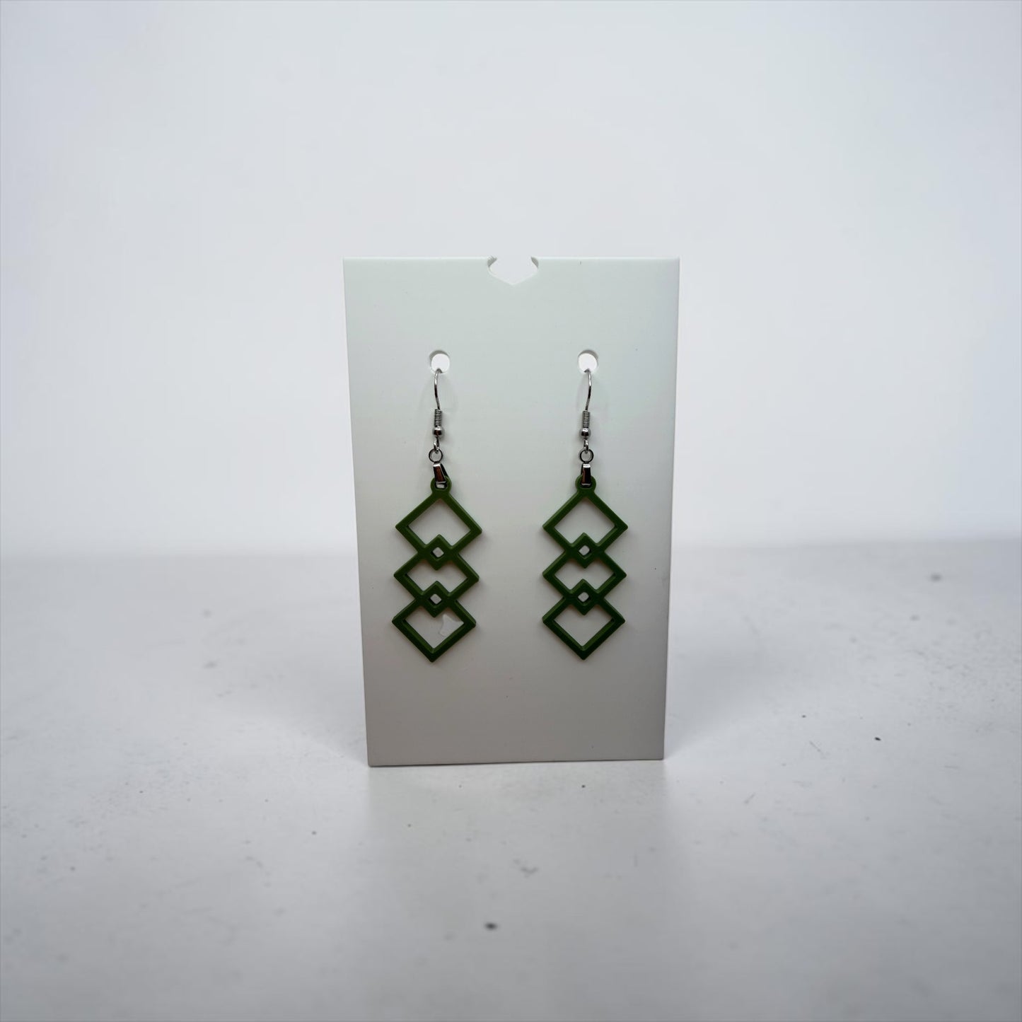 Forest Green Geometric Earrings