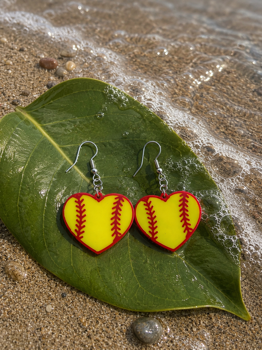 Softball Heart Earrings