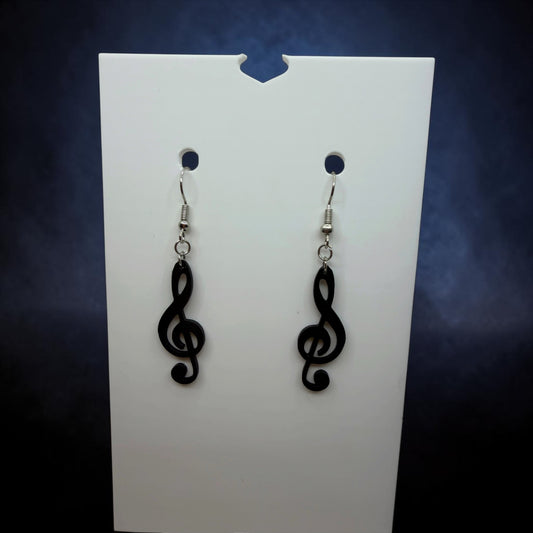 Black Treble Clef Earrings