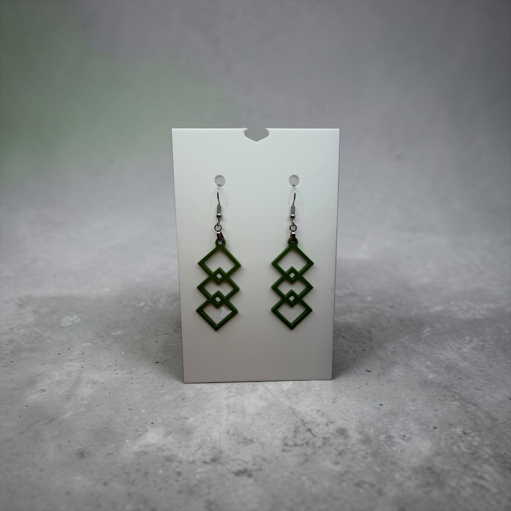 Forest Green Geometric Earrings