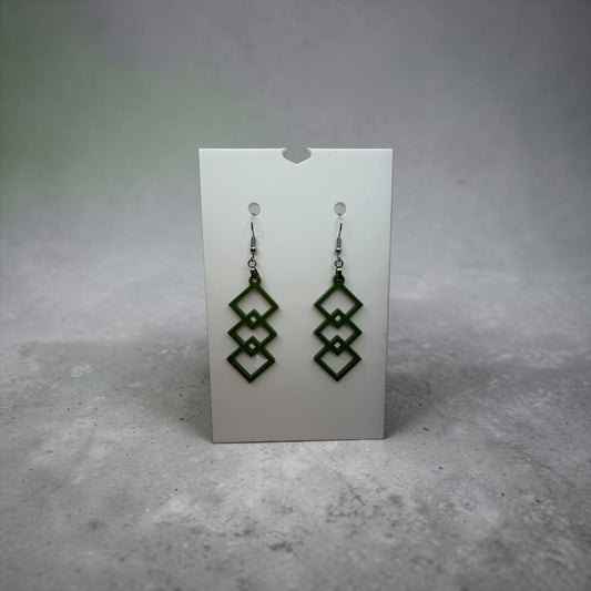 Forest Green Geometric Earrings
