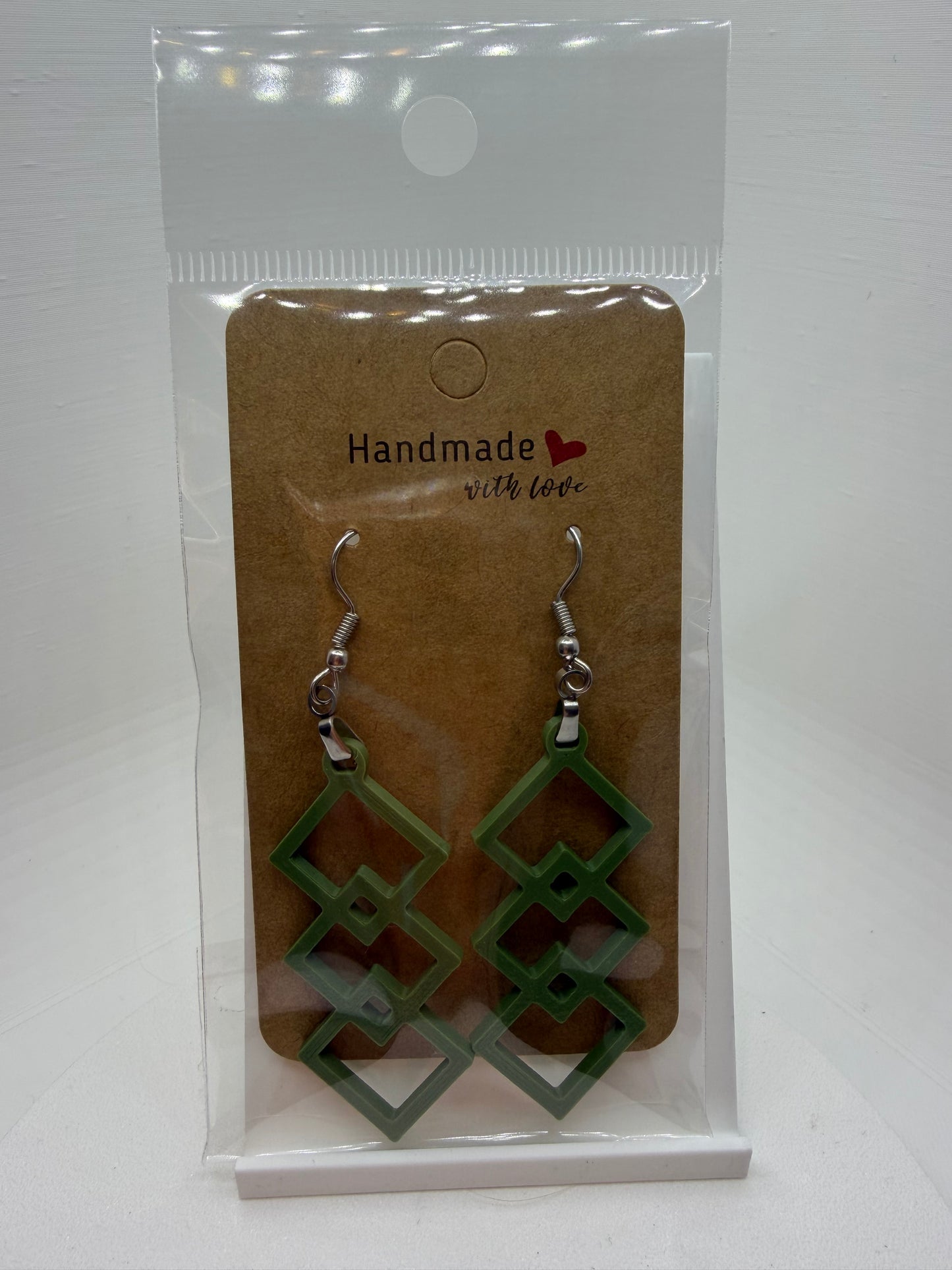 Green Geometric Earrings