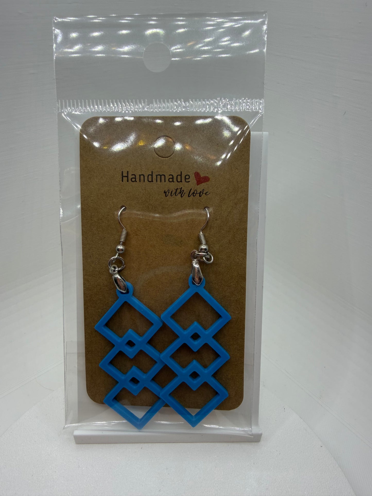Med Blue Geometric Earrings
