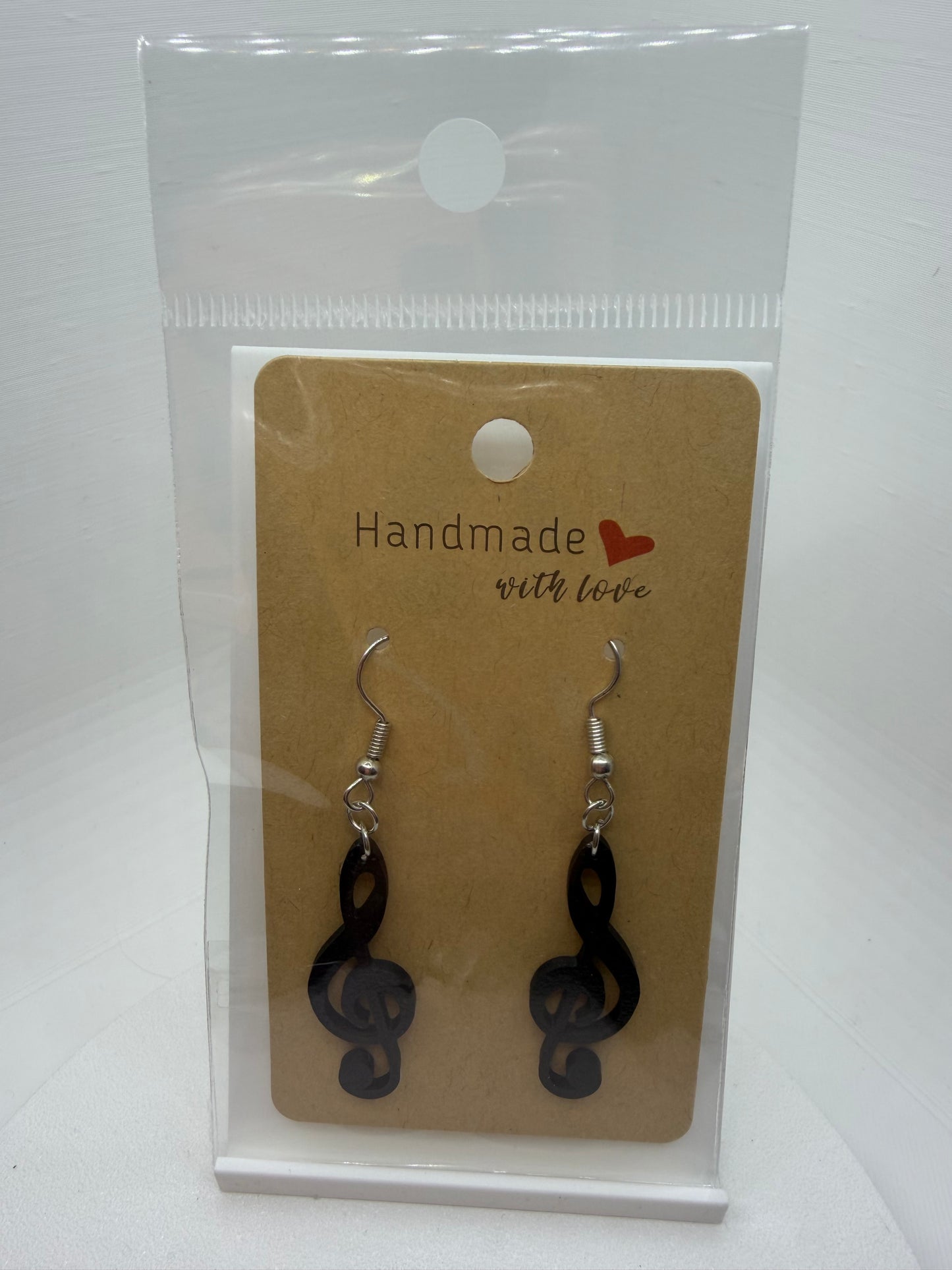 Black Treble Clef Earrings