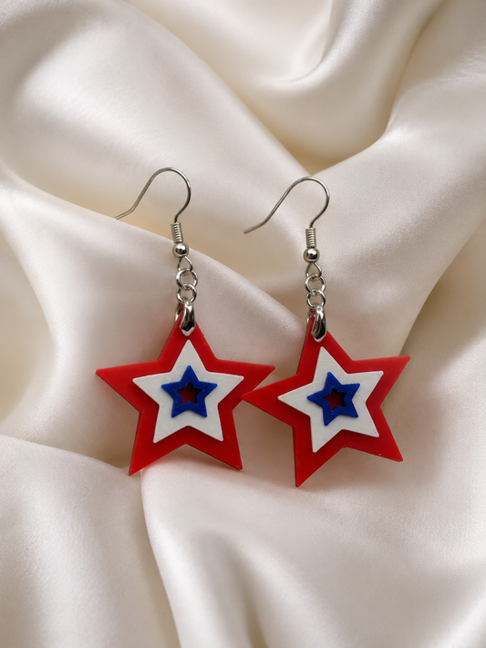 Red, White, & Blue Star Earrings